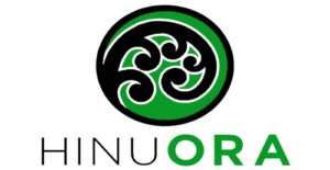 Koru circular pattern above 'Hinu Ora'